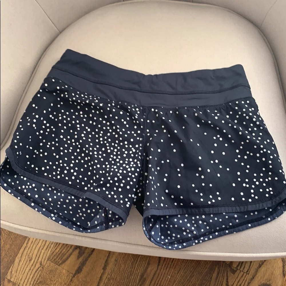Lululemon navy polka dot groovy shorts